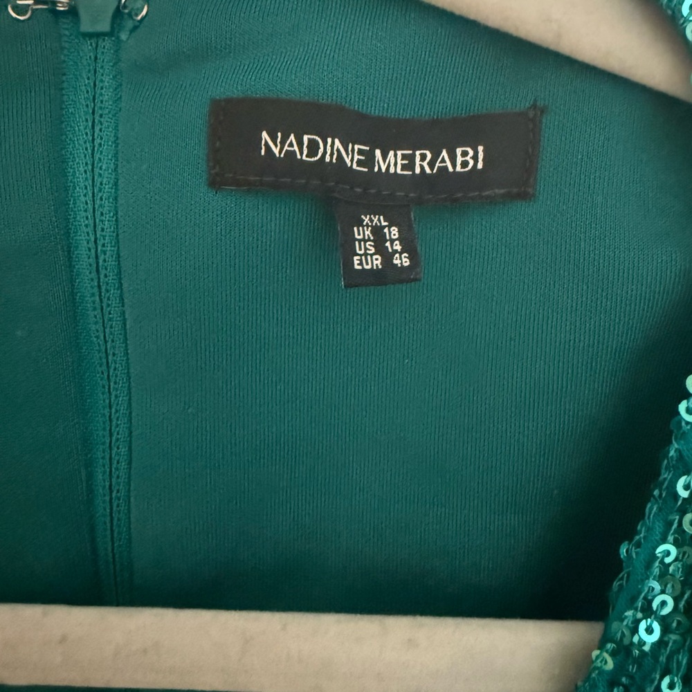 NADINE MERABI Teal Sequin Long Sleeve Dress - Picture 2 of 6